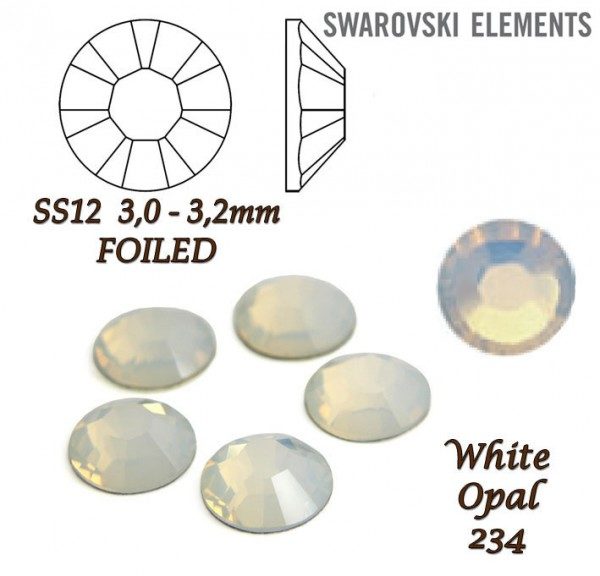 SWAROVSKI Foiled SS12 WHITE OPAL