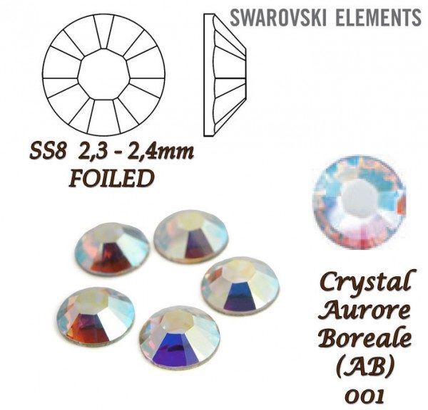SWAROVSKI Foiled SS8 CRYSTAL AURORE BOREALE